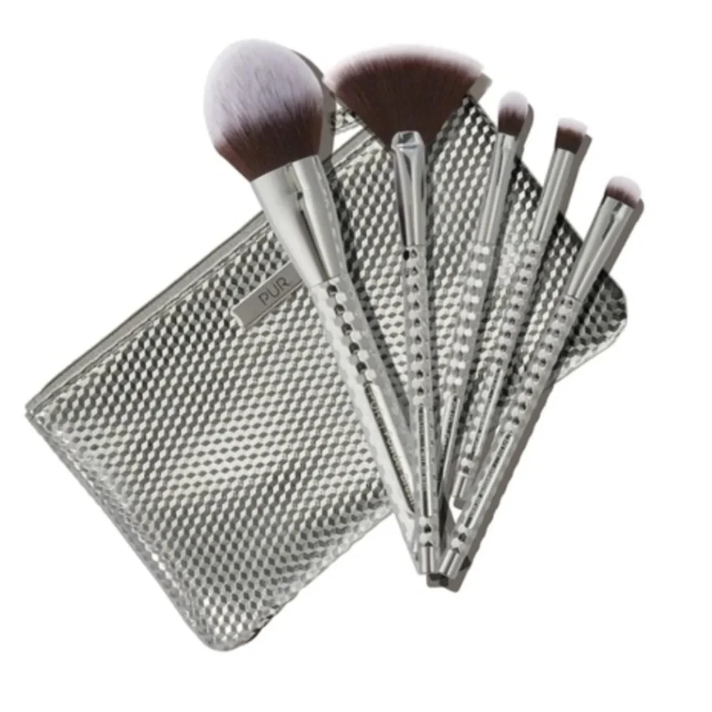 PUR Silver 5 Piece Makeup Brush Set